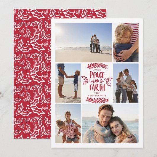 Vrede op aarde multi-fotokerstkaart feestdagenkaart (Voorkant / Achterkant)