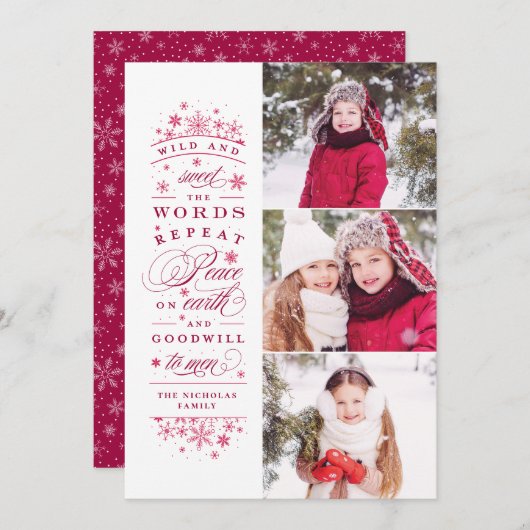 Vrede op aarde Multi-Photo Holiday Card Feestdagenkaart (Voorkant / Achterkant)