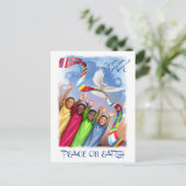 Vrede op aarde. Multicultureel Kinder - Aangepast Feestdagenkaart (Staand voorkant)