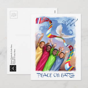 Vrede op aarde. Multicultureel Kinder - Aangepast Feestdagenkaart