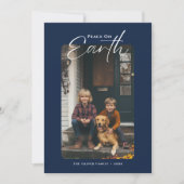 Vrede op Aarde Navi Blue Dog Kinder Foto Kerst Feestdagenkaart (Voorkant)