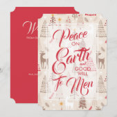 Vrede op aarde op kerstbomen renderkaarten feestdagenkaart (Voorkant / Achterkant)