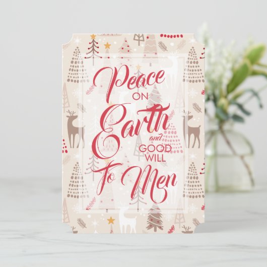 Vrede op aarde op kerstbomen renderkaarten feestdagenkaart (Staand voorkant)