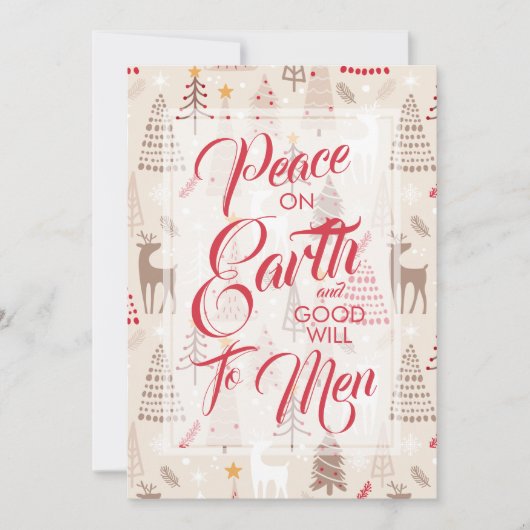 Vrede op aarde op kerstflat feestdagenkaart (Voorkant)