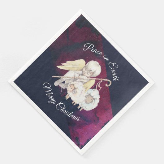 Vrede op aarde pastorale herder Kerst Servet (Hoek)