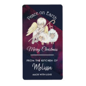 Vrede op aarde pastorale kerstkeuken etiket (Voorkant)