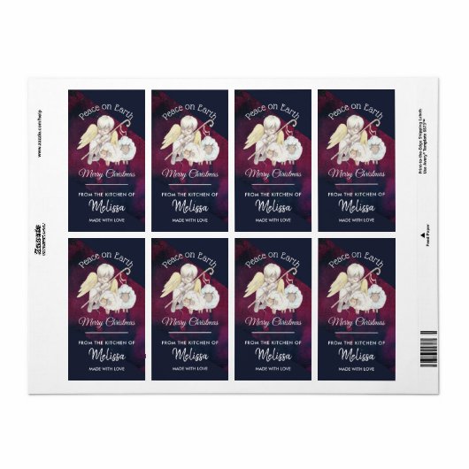 Vrede op aarde pastorale kerstkeuken etiket (Full Sheet)