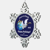 Vrede op aarde. Peace Dove Custom Tin Sneeuwvlok Ornament (Rechts)