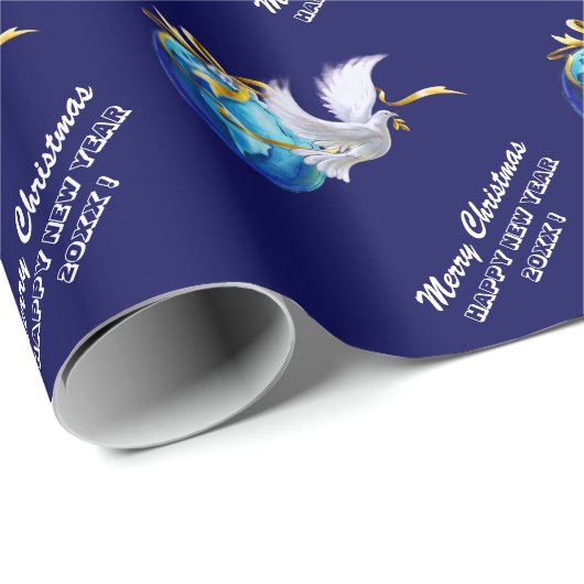 Vrede op aarde. Peace Dove Custom Year Vakantie Cadeaupapier (Rol Hoek)