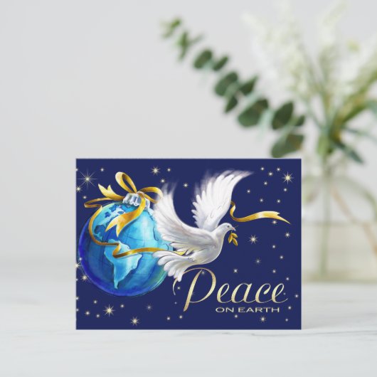 Vrede op aarde. Peace Dove Kerstmis Feestdagenkaart (Staand voorkant)