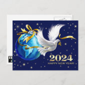 Vrede op aarde. Peace Dove Nieuwjaar 2024 Feestdagenkaart (Voorkant / Achterkant)