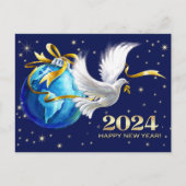 Vrede op aarde. Peace Dove Nieuwjaar 2024 Feestdagenkaart (Voorkant)