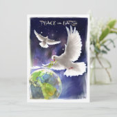 Vrede op aarde. Peace Doves Flat Vakantie Kaart (Staand voorkant)
