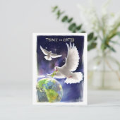 Vrede op aarde. Peace Doves Holiday Briefkaarten (Staand voorkant)