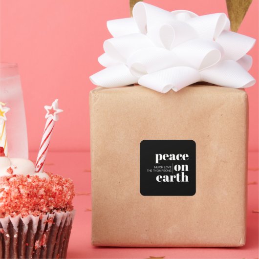 Vrede Op Aarde Persoonlijke Moderne Kerstmis Vierkante Sticker (Feest)