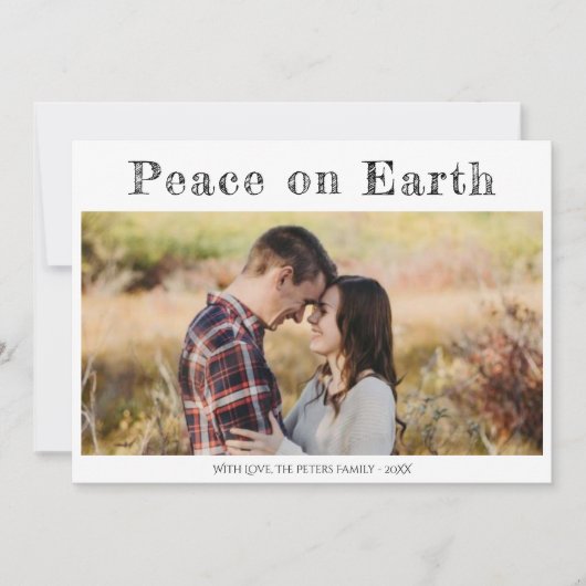 Vrede op Aarde Religieus Minimaal 2 Foto Kerstmis Feestdagenkaart (Voorkant)