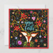 Vrede op Aarde Rendier Kerstfeest Feestdagenkaart (Voorkant)