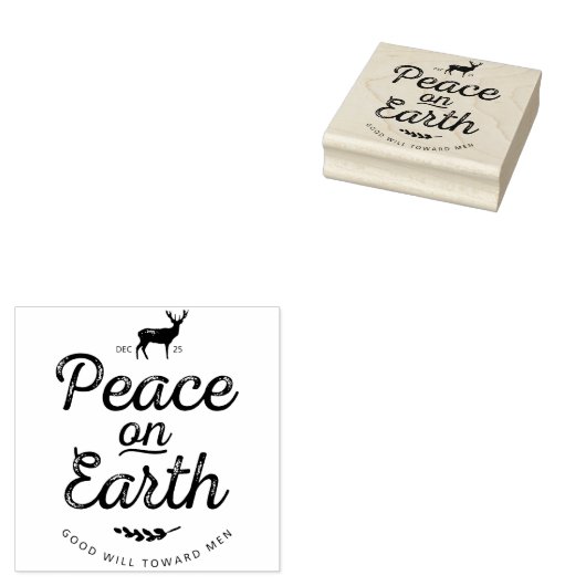 Vrede op aarde rendieren kerst kunst stempel (Gestempeld)