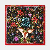 Vrede op Aarde Rendieren Kerstmis Inspirativiteit Magneet (Voorkant)