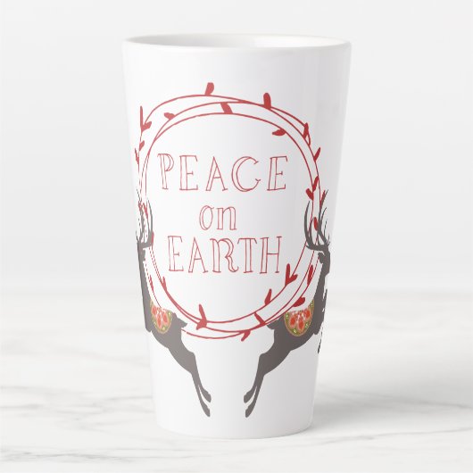 Vrede op Aarde rendiervakantie Latte Mok (Voorkant)