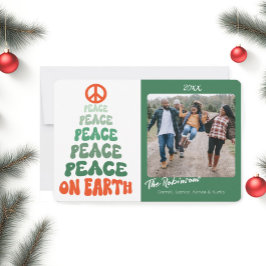 Vrede op Aarde Retro Font Custom Foto Vakantie Feestdagenkaart