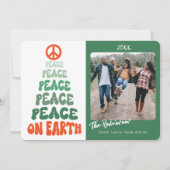 Vrede op Aarde Retro Font Custom Foto Vakantie Feestdagenkaart (Voorkant)