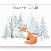 Vrede op aarde Rode vos vogel Winter Bos Bomen Sticker (Voorkant)