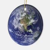 Vrede op aarde rond kerstversiering keramisch ornament (Links)