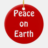 Vrede op aarde rond kerstversiering keramisch ornament (Achterkant)