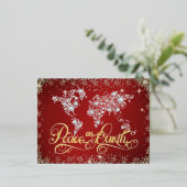Vrede op Aarde Rood en diamanten Folie Feestdagen Briefkaart (Staand Voorkant)