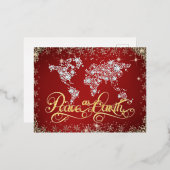 Vrede op Aarde Rood en diamanten Folie Feestdagen Briefkaart (Voorkant / Achterkant)