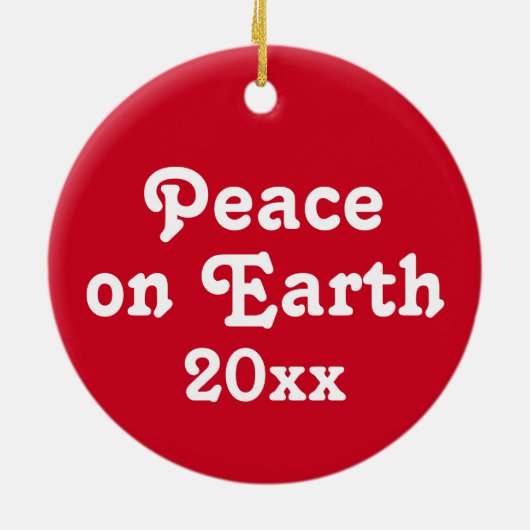 Vrede op Aarde Rood en Witte Polka Dot Keramisch Ornament (Achterkant)