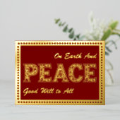 Vrede op Aarde Rood, Lijsten Stippen, Goud Folie Feestdagenkaart (Staand Voorkant)