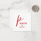 Vrede op Aarde Rood Wit Gepersonaliseerde Note Kaa Notitiekaartje (Voorkant / Achterkant in situ)