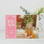 Vrede op Aarde Roze Glitter Elegant Script Modern Feestdagenkaart (Staand voorkant)