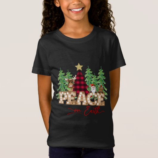 Vrede op aarde: Santa Reindeer Buffalo Pset Tree C T-shirt (Voorkant)