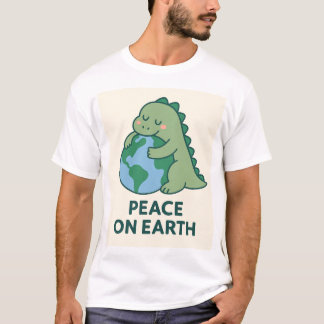Vrede op aarde - Schattigee groene dinosaurus knuf T-shirt