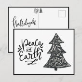 Vrede op aarde Script Zwart Wit Kerstkaart Feestdagenkaart (Voorkant / Achterkant)