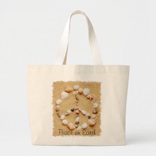 Vrede op aarde Seashell Peace Sign Totebag Grote Tote Bag (Voorkant)