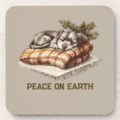 Vrede op Aarde Slaap Puppy Deken Bier Onderzetter (Voorkant)