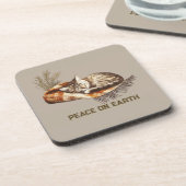 Vrede op Aarde Sleeping Kitten Blanket Bier Onderzetter (Linkerzijde)