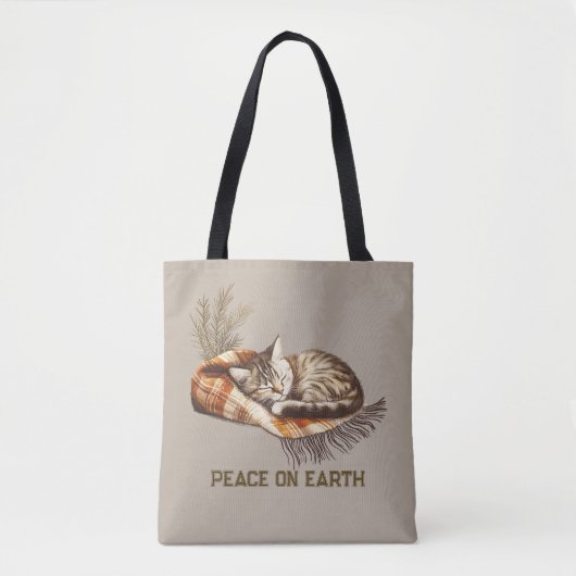 Vrede op Aarde Sleeping Kitten Blanket Tote Bag (Voorkant)