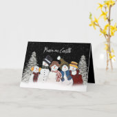 Vrede op aarde Snowmen in Snowflakes Kaart (Gele Bloem)