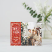 Vrede op aarde sprankelende rode glitter kerst feestdagenkaart (Staand voorkant)