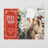 Vrede op aarde sprankelende rode glitter kerst feestdagenkaart (Voorkant)