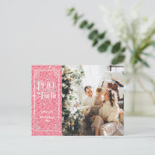 Vrede op aarde sprankelende roze glitter kerst feestdagenkaart (Staand voorkant)