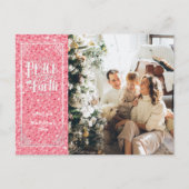 Vrede op aarde sprankelende roze glitter kerst feestdagenkaart (Voorkant)