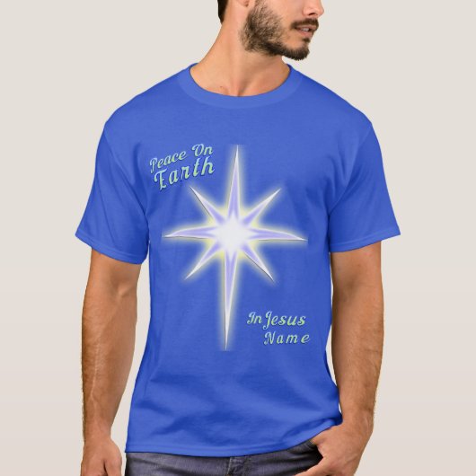 Vrede op aarde. Ster van Bethlehem. In Jezus Name T-shirt (Voorkant)