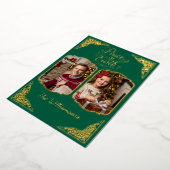 Vrede op aarde, twee delen, groen, goud folie feestdagenkaart (Gedraaid)