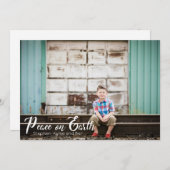 Vrede op Aarde Typografie Foto Christmas Kaart (Voorkant / Achterkant)